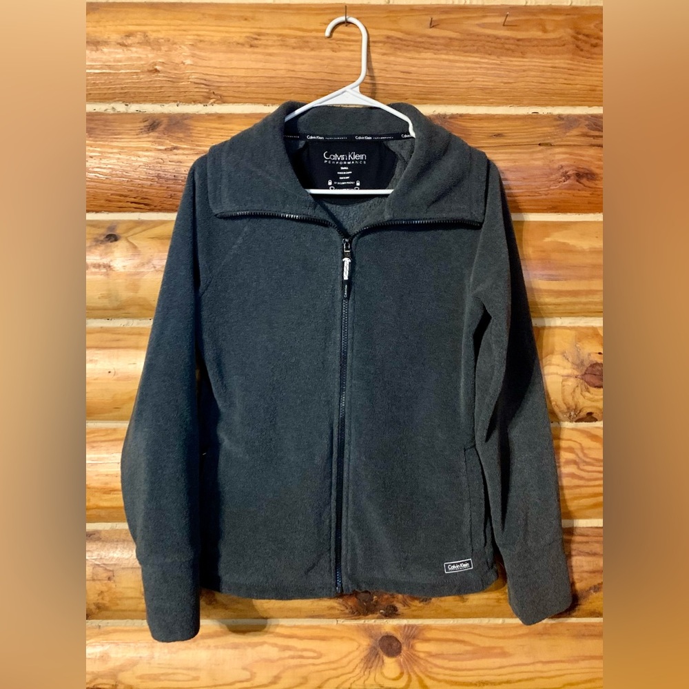 Calvin Klein Charcoal Full-Zip Fleece Jacket Size Small